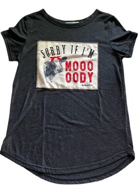 Southern Grace Black Short-Sleeve Tee with Cow Patch Boho Western